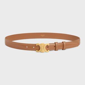 Celine Bronze Medium 25MM Triomphe Belt, Taurillon Leather, Sz 100